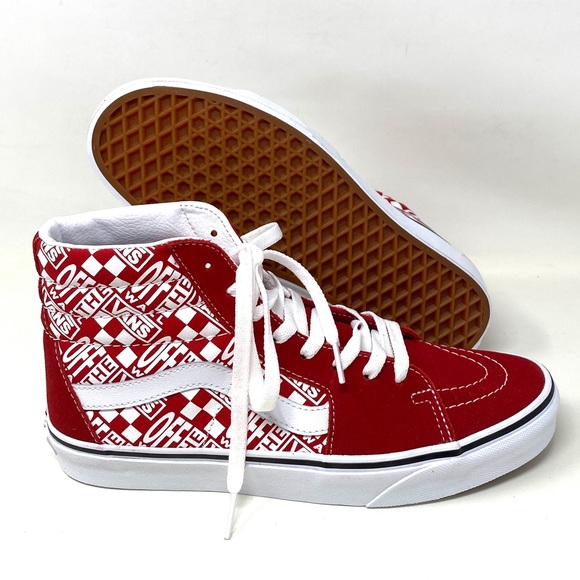 💖MEGA SALE💖VANS SK8-HI Suede Canvas Print Logo Red Women’s VN0A32QG3VB - Picture 6 of 7